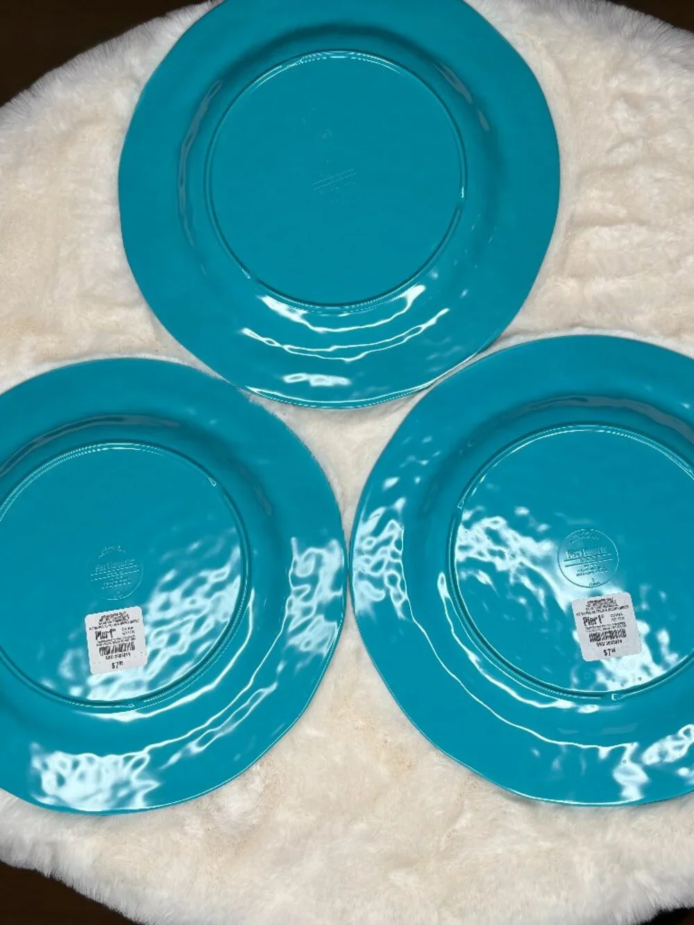 Pier 1 Imports Carmelo Blue Melamine Crackle Glaze Distressed Dinner Plates-NWT